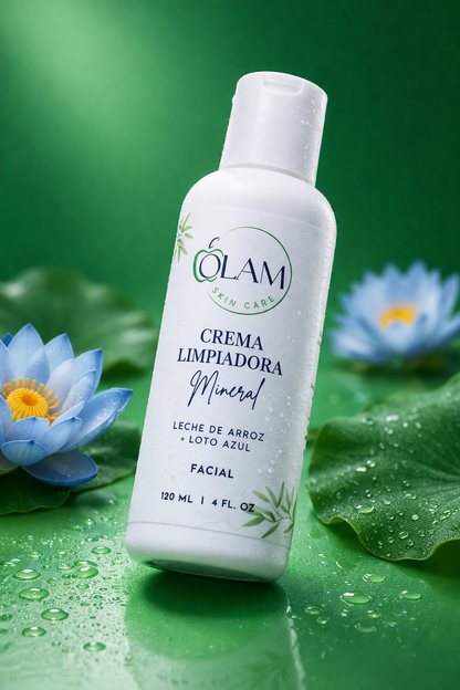 Mineral cleansing cream made with rice milk and blue lotus extract.
